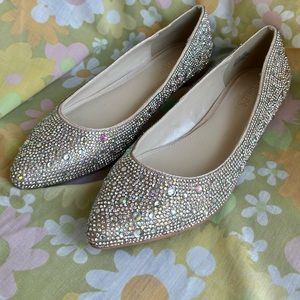 David’s Bridal Bedazzled Wedding Flats Size 7.5